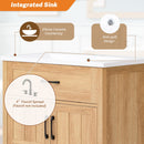 Bathroom Vanity With Sink, Adjustable Shelf & Door Organizers - Walnut