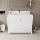 43" Bathroom Vanity With Artificial Marble Carrara Top Set, Multi Functional Cabinet With Doors And Drawer - White by Unique Piece Furniture