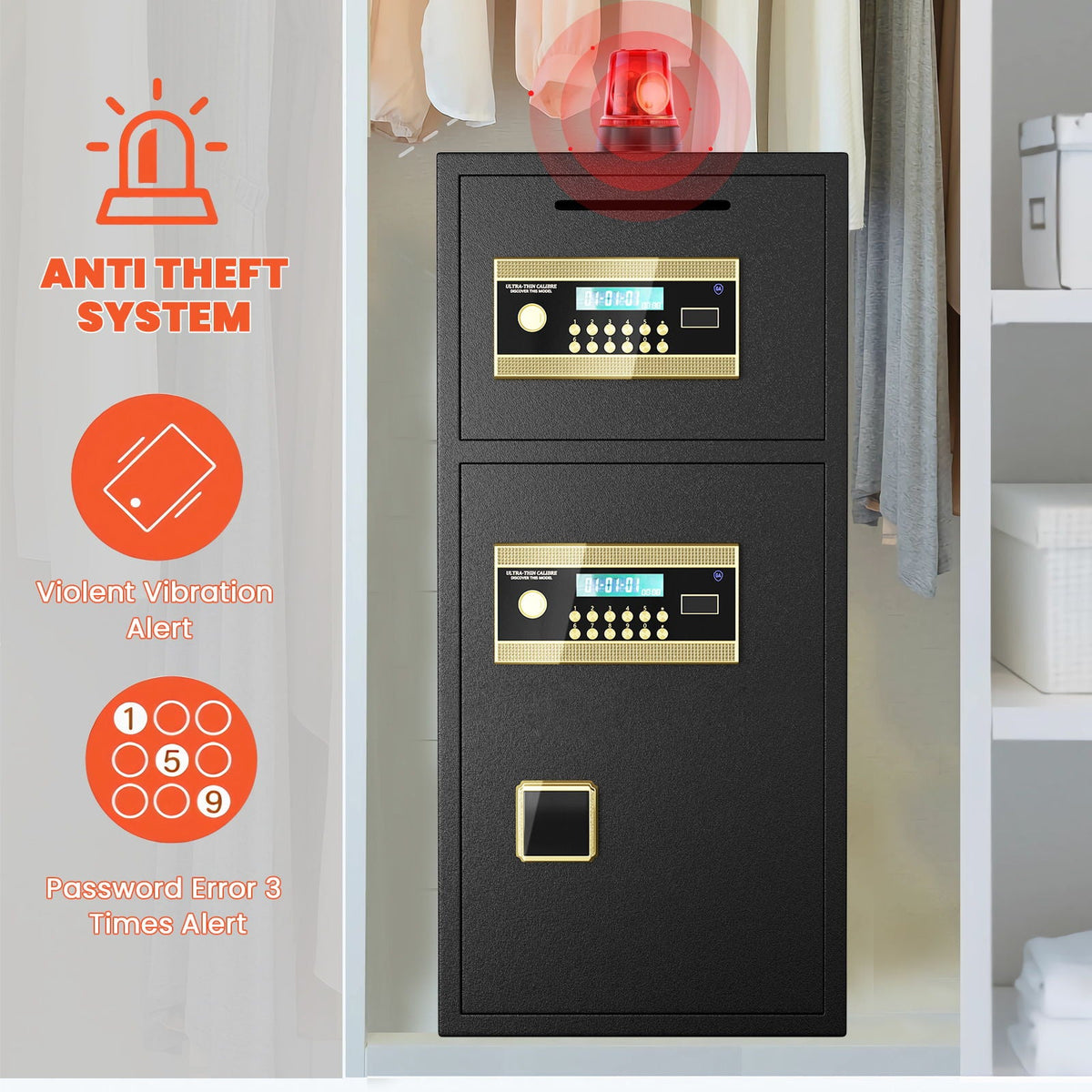 Large Double Door Coin Operated Safe, Digital Security Safe With Fireproof And Waterproof Bag, photo 37 of 40