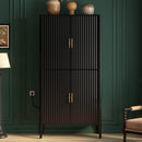 U_STYLE Modern Fluted Wine Cabinet with Glass Display & Stemware Rack by HouseOfZazla