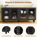 ON-TREND Farmhouse TV Stand with Tempered Glass Doors
