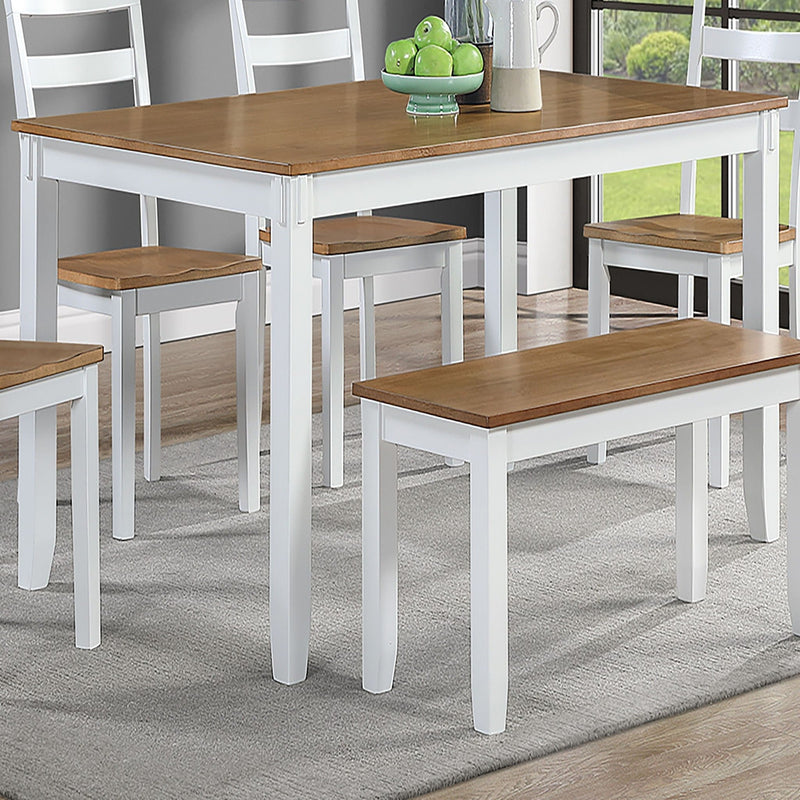 6 Piece Dining Set Table With 4 Side Chairs And Bench - Light Brown / White, photo 6 of 7