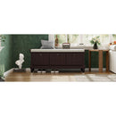 TREXM Classic Shoe Bench with Cushion and Three Drawers, Fluted Entryway Bench with Storage for Living Room, Entryway, and Hallways (Espresso)