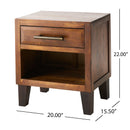 End Table in Brown Acacia Wood with Storage Drawer and Shelf by HouseOfZazla