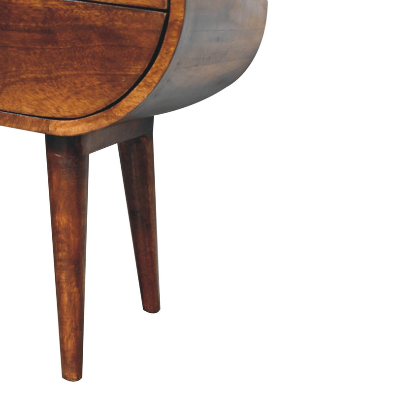 Solid Wood Large Chestnut Circular Bedside Table, photo 8 of 10