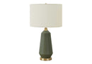 Contemporary Green Ceramic Table Lamp with Ivory Linen Shade by HouseOfZazla