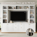 TV Stand With Bookcase, Storage Cabinet With 3 Adjustable Shelves, Living Room Entertainment Center - White by HouseOfZazla
