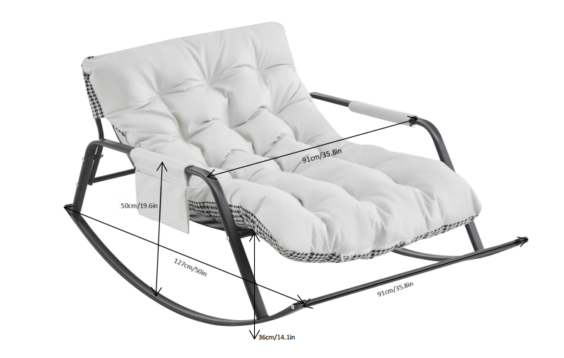 Samba Rocking Chair with Extra-Wide Technical Leather Upholstered Gliding Chair, photo 3 of 9