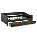 Upholstered Tufted Daybed With 2 Drawers, Waved Arms by Unique Piece Furniture