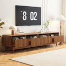 TV Stand, Entertainment Center With Fluted Drawers For Living Room - Walnut by HouseOfZazla