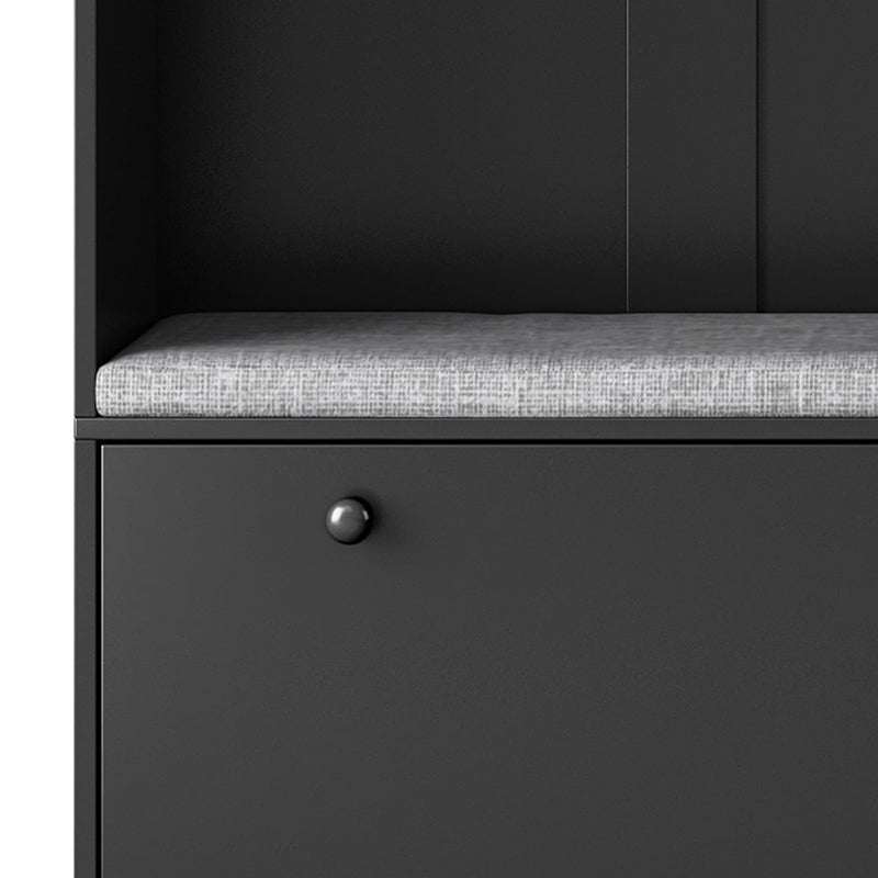 5-in-1 Entryway Bench with Coat Rack, Cushion and 3 Sturdy Hooks, 47.2" Wide Hall Tree with Shoe Storage Bench for Hallway, Entryway, Living Room