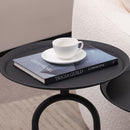 Lantern-shaped Metal End Table, Small Round Side Table, Modern Coffee Drink Cocktail Table, Small Accent Pedestal Table for Living Room Corners Small Spaces, 24'' Height