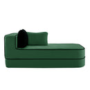 ELYSEES Right Chaise Sofa W/Pillows Teddy Fabric - Green
