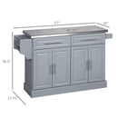 Homcom - Rolling Kitchen Island With Storage, Portable Kitchen Cart With Stainless Steel Top, 2 Drawers, Spice, Knife And Towel Rack And Cabinets by HouseOfZazla