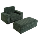Oversized Chaise Lounge Indoor Rabbit Fur Sofa Bed With Storage Ottoman And Armrests Cup Holders With Deep Seat by Unique Piece Furniture