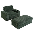 Oversized Chaise Lounge Indoor Rabbit Fur Sofa Bed With Storage Ottoman And Armrests Cup Holders With Deep Seat by Unique Piece Furniture