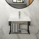 Wall Mounted Rectangular Bathroom Sink With Towel Bar & Overflow - White by HouseOfZazla