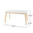 Dining Table With Splayed Rubberwood Legs & Faux Wood Tabletop, Mid Century Modern - White Oak by HouseOfZazla