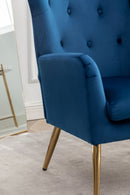 Sovarol - Velvet Button-Tufted Wing Back Accent Chair - Blue by HouseOfZazla