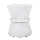 Outdoor Lightweight Concrete End Table With Hourglass Structure - Antique White