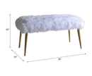 Bagley II Faux Fur Bench - White / Gold