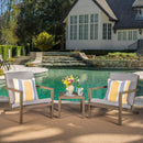Celestaria 3-Piece Outdoor Chat Set with Adirondack Chairs, Cushions and Side Table by HouseOfZazla