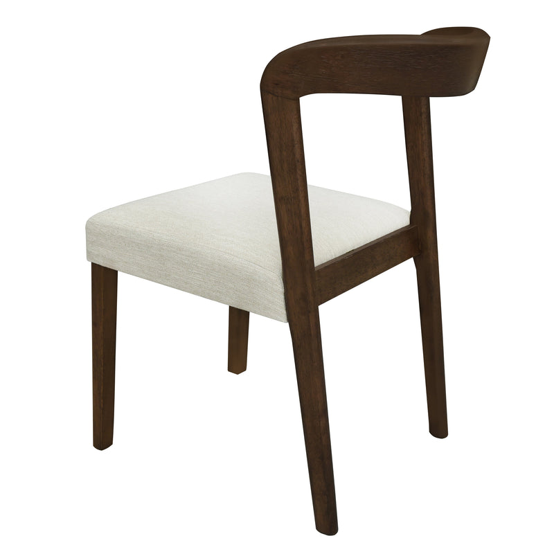 Solid Rubber Wood Dining Chairs (Walnut + Beige) Set of 2, photo 7 of 10