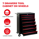 Rolling Metal Tool Chest with 7 Drawers - Black