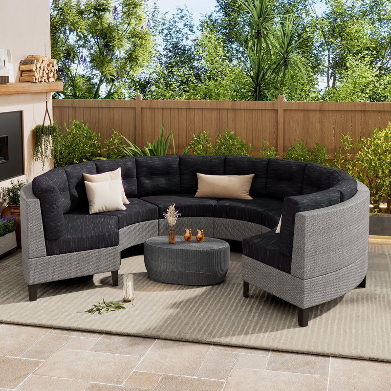 Outdoor U-Shaped 6 Seater Patio Sofa Set (Set of 6, without table)