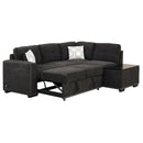 83.8" Reversible Sectional Pull-Out Sofa Bed L-Shaped Corner Sofa Couch with Storage Chaise, USB Ports, Power Sockets, Cup Holder for Living Room, Bedroom, Study, Black