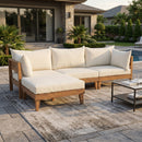 TOPMAX Outdoor Large Daybed Acacia Wood 6-Piece Patio Sofa Set