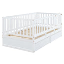 Daybed With Fence Guardrails And 2 Drawers, Split Into Independent Floor Bed & Daybed by HouseOfZazla