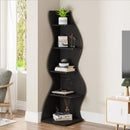 5 Tier Wavy Corner Bookshelf And Plant Stand For Living Room by HouseOfZazla