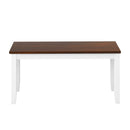 6-piece Wooden Kitchen Table set, Farmhouse Rustic Dining Table set with Cross Back 4 Chairs and Bench, White+Cherry