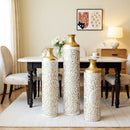 3 Piece Home Decoration Large Glazed Floor Vase Decoration Home Droplet Shaped - Gold / White