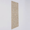 Floral Hand Carved Mandala Rectangle Wall Decor With Mirror - Antique Brown / White
