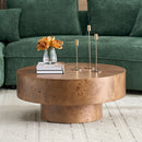 31.49" Burl Wood Veneer Round Coffee Table by HouseOfZazla