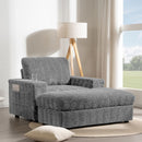 Oversized Chaise Lounge Indoor Rabbit Fur Sofa Bed With Storage Ottoman And Armrests Cup Holders With Deep Seat by HouseOfZazla