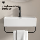 White Vessel Sink with Towel Rack