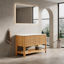 Sharma 48" Freestanding Cabinet with 3 Doors & Open Shelf, Carrara by HouseOfZazla