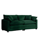 Modern Fabric Living Room Sofa with 4 Pillows, Upholstered Large Deep Seating Loveseat, Green Corduroy