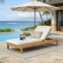 Teak Finish Acacia Wood Chaise Lounge with 4-Inch Cushion by HouseOfZazla