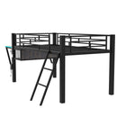 Modern Gaming Mid Loft Bed With Desk And LED Lights by HouseOfZazla