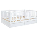 Daybed With Fence Guardrails And 2 Drawers, Split Into Independent Floor Bed & Daybed by HouseOfZazla
