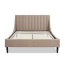 Aspen Vertical Tufted Modern Headboard Platform Bed Set, Queen, Mink Beige Performance Velvet