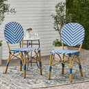 Outdoor Rattan and Aluminum French Armless Bistro Chairs Set - Navy Blue by HouseOfZazla