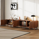 TV Stand With Legs, Media Console, 4 Cabinets For Living Room - Natural Wood by HouseOfZazla