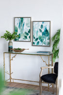 Framed Printed Acrylic Decorative Wall Art, Wall Decor For Living Room (Set of 2) - White / Green by HouseOfZazla