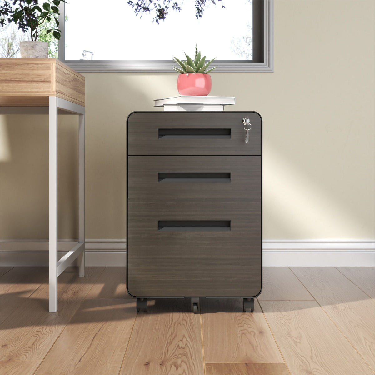 3-Drawer Mobile File Cabinet with Lock and Casters, photo 8 of 8