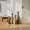 3 Piece Artificial Rattan Floor Vase Set Decorative Accent For Living Room, Hallway & Entryway, Ideal For Dried Or Silk Flower Arrangements - Beige by HouseOfZazla